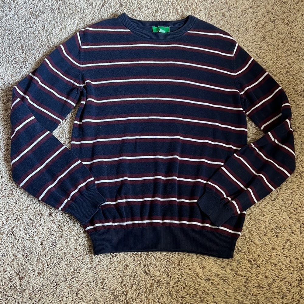 EUC/Hardly Worn Men’s S Dip brand crewneck striped sweater in navy/maroon/white